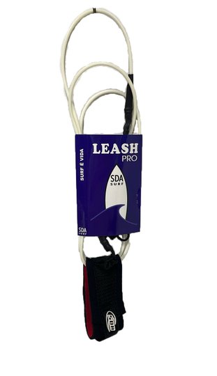 Leash Para Surf SDA 6 Pés - Branco Vermelho
