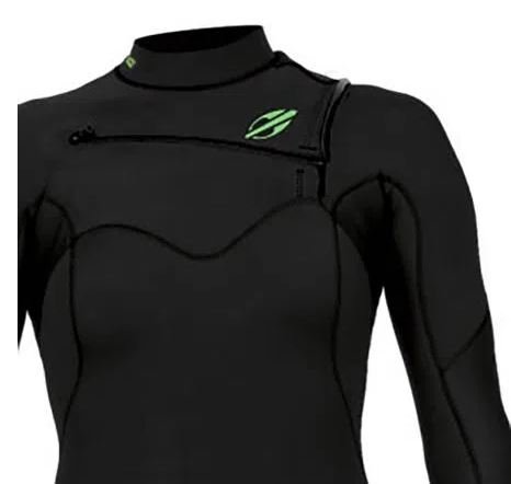 Long John Feminino Mormaii Chest Zip 3-2MM Diva Pro - Preto