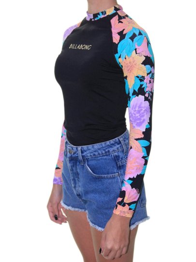 Lycra Feminina Billabong M/C Tropic Time Manga Longa - Preto