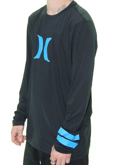 Lycra Masculina Hurley Icon Manga Longa  Estampada - Preto