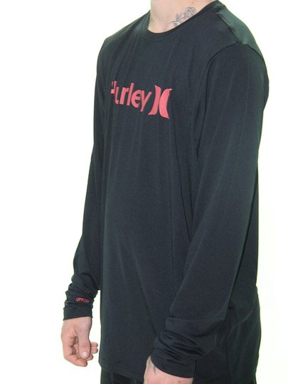 Lycra Masculina Hurley One&Only Manga Longa - Preto