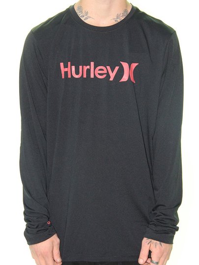 Lycra Masculina Hurley One&Only Manga Longa - Preto