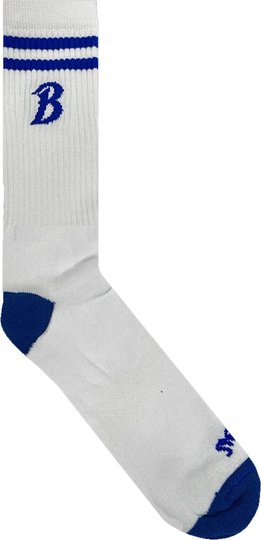 Meia Bazon Cano Medio Listra Logo - Branco/Azul