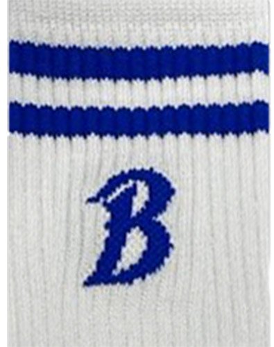 Meia Bazon Cano Medio Listra Logo - Branco/Azul