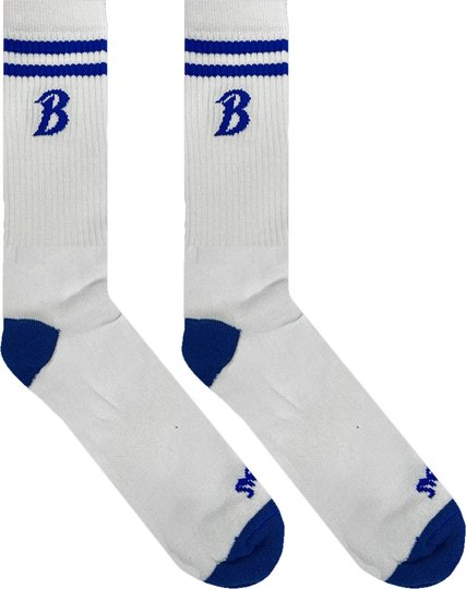 Meia Bazon Cano Medio Listra Logo - Branco/Azul
