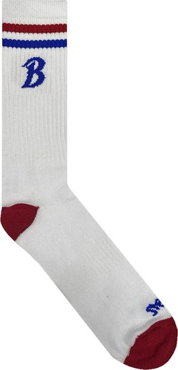 Meia Bazon Cano Medio Listra Logo - Branco/Azul/Vermelho