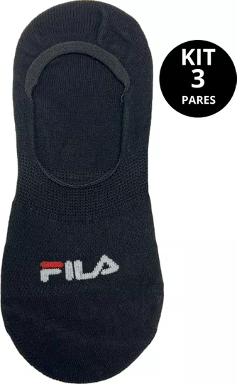 Meia Fila Cano Invisível Kit/3 Pares Feminino 34-38 Sapatilha - Preto