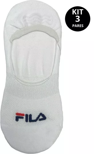 Meia Fila Cano Invisível Kit/3 Pares Feminino Sapatilha 34-38 - Branco