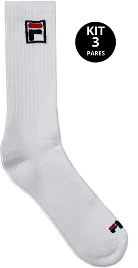 Meia Fila Cano Longo Kit/3 Pares 39-43 Masculino - Branco