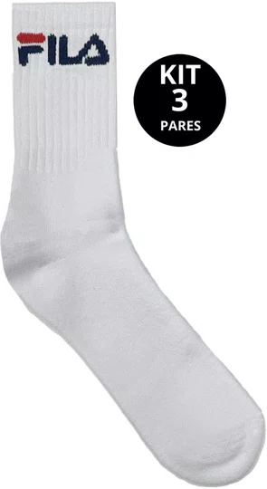 Meia Fila Cano Medio Kit/3 Pares 39-43 Masculino - Branco