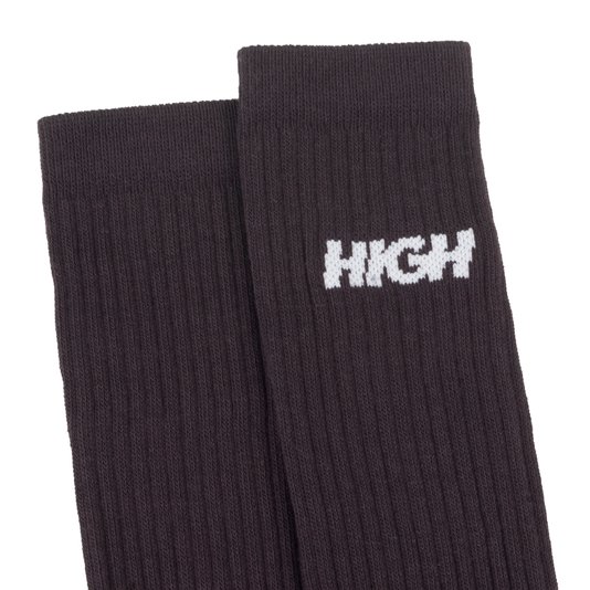 Meia High Logo - Marrom