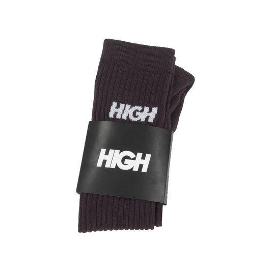 Meia High Logo - Marrom