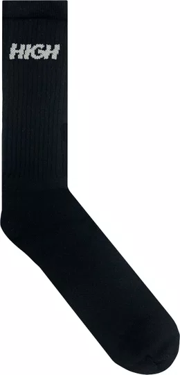 Meia High Unissex LogoTipo Cano Longo Algodão - Preto