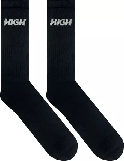 Meia High Unissex LogoTipo Cano Longo Algodão - Preto