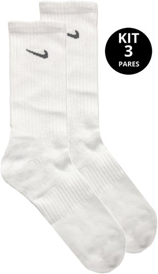 Meia Nike Cano Longo Everyday Cush Crew 3 Pares - Branco