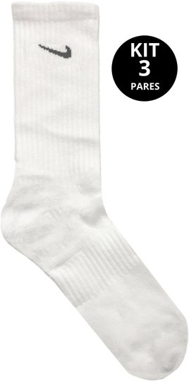 Meia Nike Cano Longo Everyday Cush Crew 3 Pares - Branco