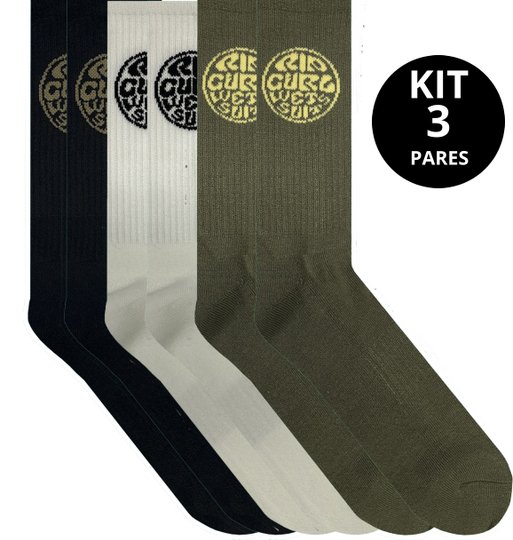 Meia Rip Curl Unissex Premium Cano Longo Kit c/3 - Multi Color