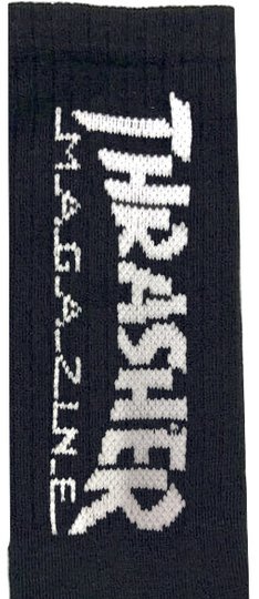 Meia Thrasher Mag Logo Algodão Cano Medio - Preto