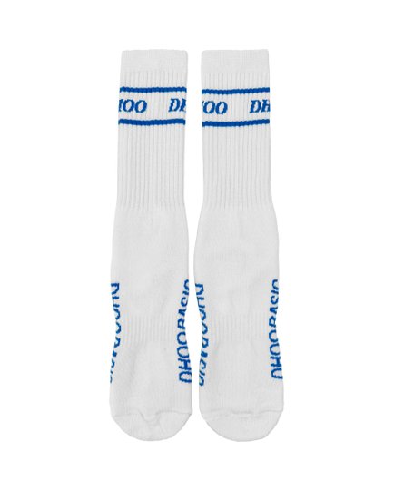Meia Unissex Dhoobasic Dist 100% Macia e Transpirável - Branco/Azul