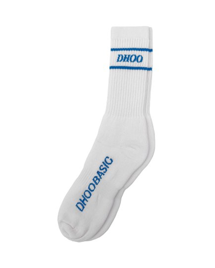 Meia Unissex Dhoobasic Dist 100% Macia e Transpirável - Branco/Azul