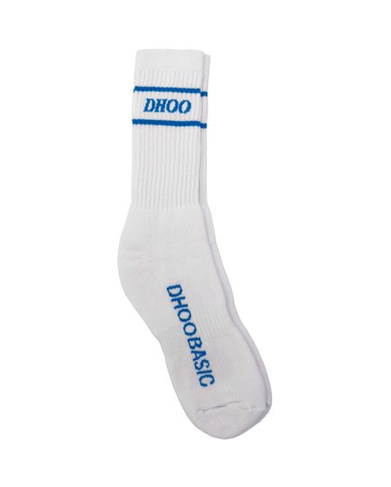 Meia Unissex Dhoobasic Dist 100% Macia e Transpirável - Branco/Azul