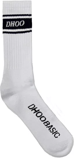 Meia Unissex Dhoobasic Dist 100% Macia e Transpirável - Branco/Azul