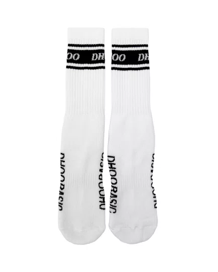Meia Unissex Dhoobasic Dist 100% Macia e Transpirável - Branco/Azul