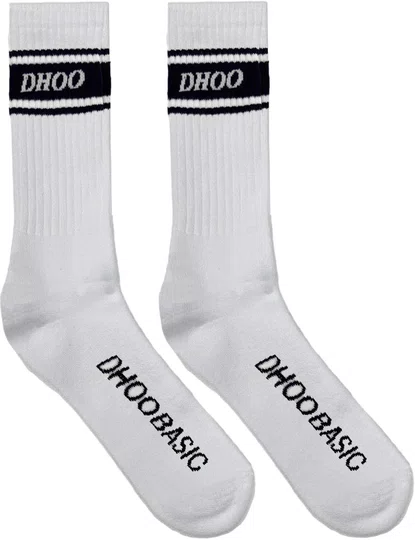 Meia Unissex Dhoobasic Dist 100% Macia e Transpirável - Branco/Azul