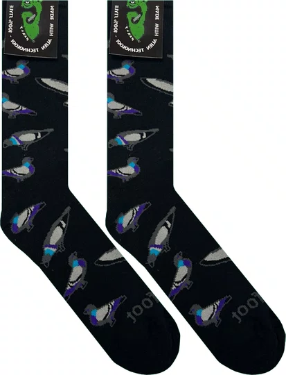 Meia Unissex Gnarly Birds Cano Longo Algodão Macio - Preto