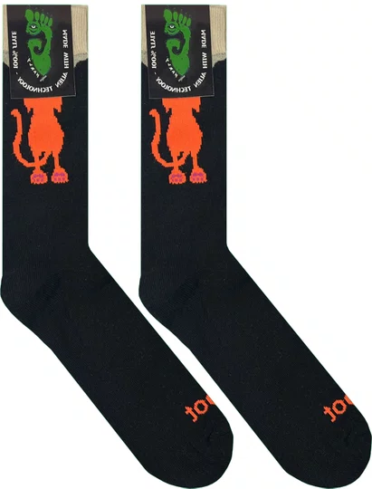Meia Unissex Gnarly Biru-Biru Cano Longo Algodão Macio - Black/Orange