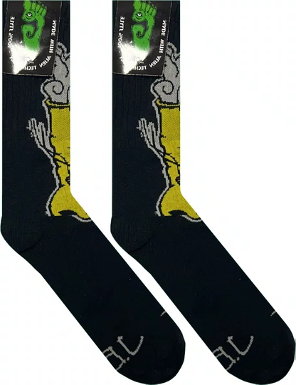 Meia Unissex Gnarly Bong Cano Longo Algodão Macio - Preto