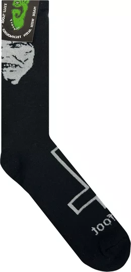 Meia Unissex Gnarly Cara do Terror Cano Longo Algodão - Preto