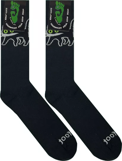 Meia Unissex Gnarly Cat Smoke Cano Longo Algodão Macio - Preto