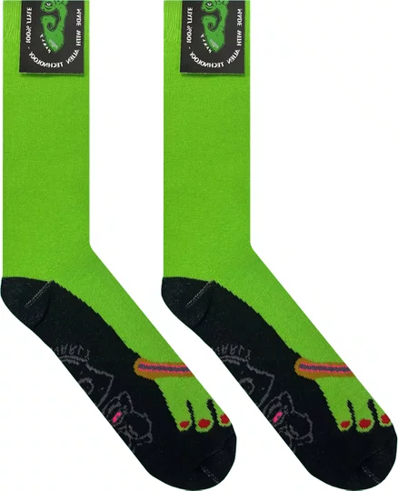 Meia Unissex Gnarly Cats Big Foot Cano Longo Algodão - Verde