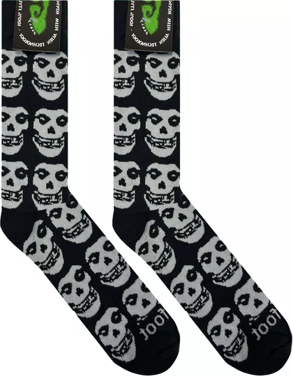 Meia Unissex Gnarly Caveira maluca Cano Longo Algodão - Preto