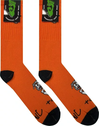Meia Unissex Gnarly Elvs Cano Longo Algodão - Laranja