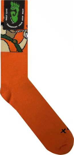 Meia Unissex Gnarly Flinstones Cano Longo Algodão - Laranja