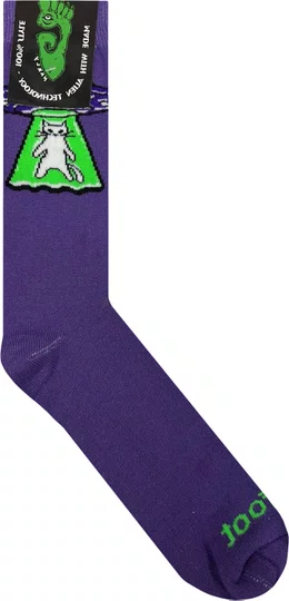 Meia Unissex Gnarly Gato Alienigina Cano Longo Algodão - Roxo