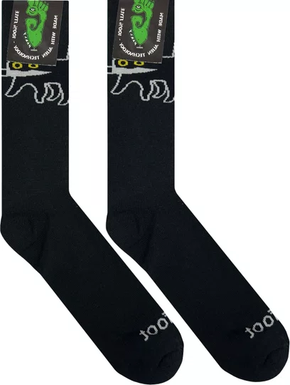 Meia Unissex Gnarly Gato Estranho Cano Longo Algodão - Preto