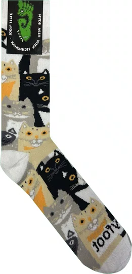 Meia Unissex Gnarly Gatos Cano Longo Algodão - Multicores