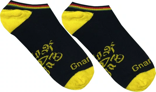 Meia Unissex Gnarly Jamaica Cano Curto Algodão Macio - Preto/Amarelo