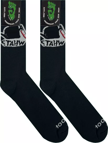 Meia Unissex Gnarly Lillar Cano Longo Algodão Macio - Preto