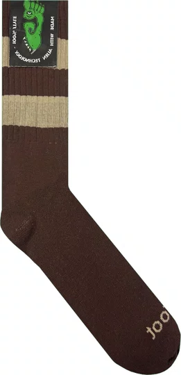 Meia Unissex Gnarly Listra Cano Longo Algodão - Marrom