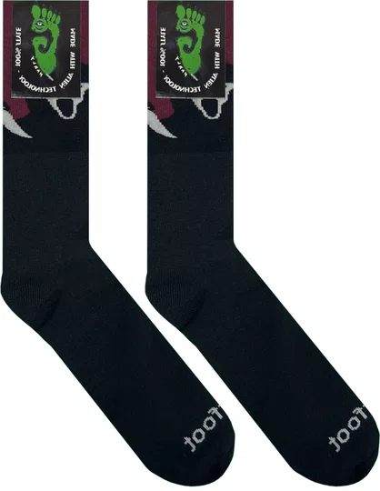 Meia Unissex Gnarly Panico Cano Longo Algodão Macio - Preto