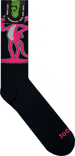 Meia Unissex Gnarly Pantera Cor de Rosa Cano Longo Algodão - Preto