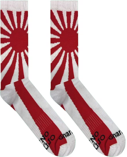 Meia Unissex Gnarly Sun Cano Longo Algodão Macio - Branco vermelho