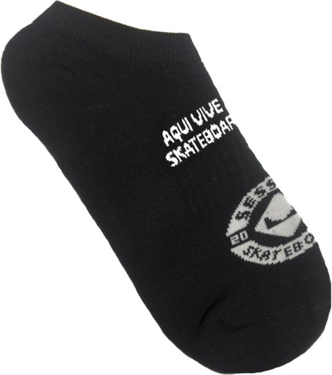Meia Unissex Session Invisivel Aqui Vive um Skateboard - Preto