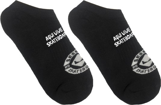 Meia Unissex Session Invisivel Aqui Vive um Skateboard - Preto