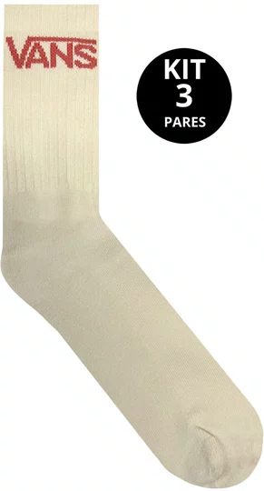 Meia Vans Unissex Turtle Flame Médio Kit c/3 - Bege