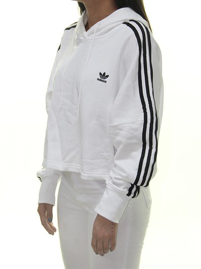 Moletom Feminino Adidas Cropped Hoddy Manga Curta - Branco